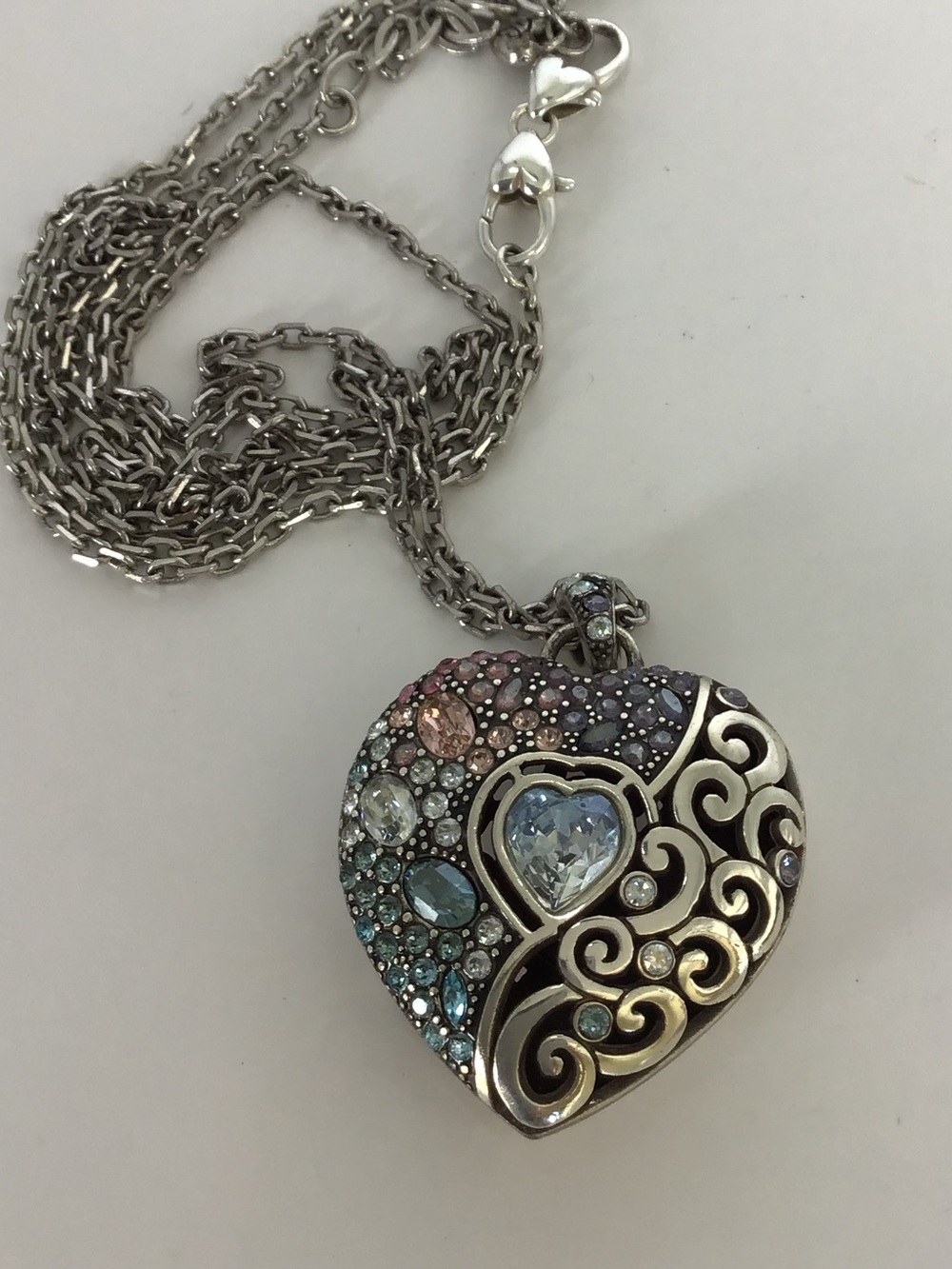 Brighton Heart Necklace Crystal Encrusted Multi-Color Rhinestone Pendant - Picture 9 of 9